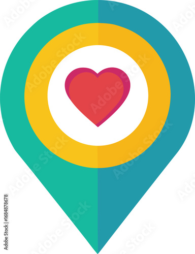 Location pin with heart symbol