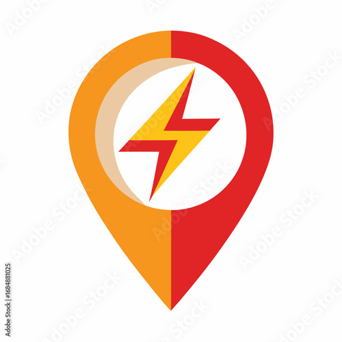 Red and orange location pin with a lightning bolt inside Free Download Red and orange location pin with a lightning bolt inside - GFXLoad