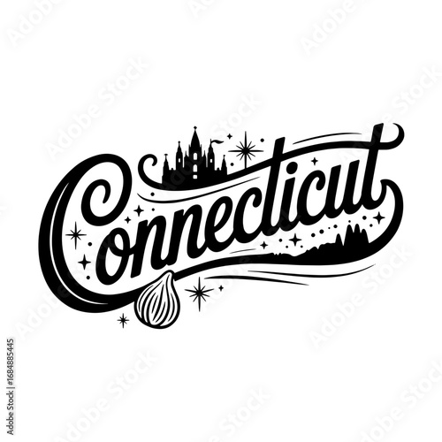 Connecticut artwork featuring skyline and onion illustration at a design event in autumn