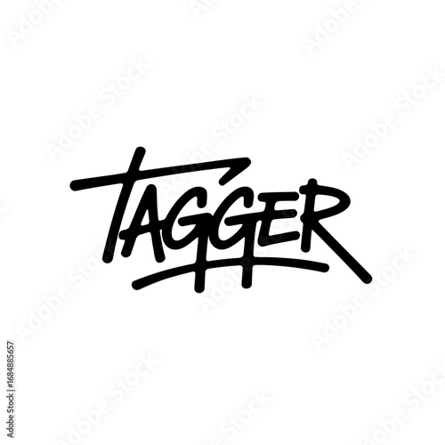 Street art showcasing the word Tagger in bold, stylized lettering against a plain background