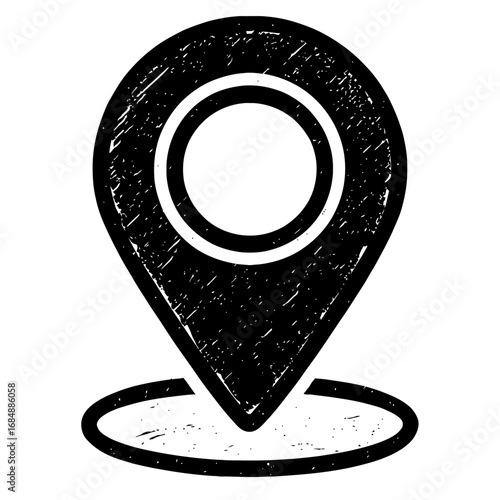 Hand-Drawn Location Pin Icon Vector Illustration with Grainy Texture for Maps, Navigation, and GPS Concepts