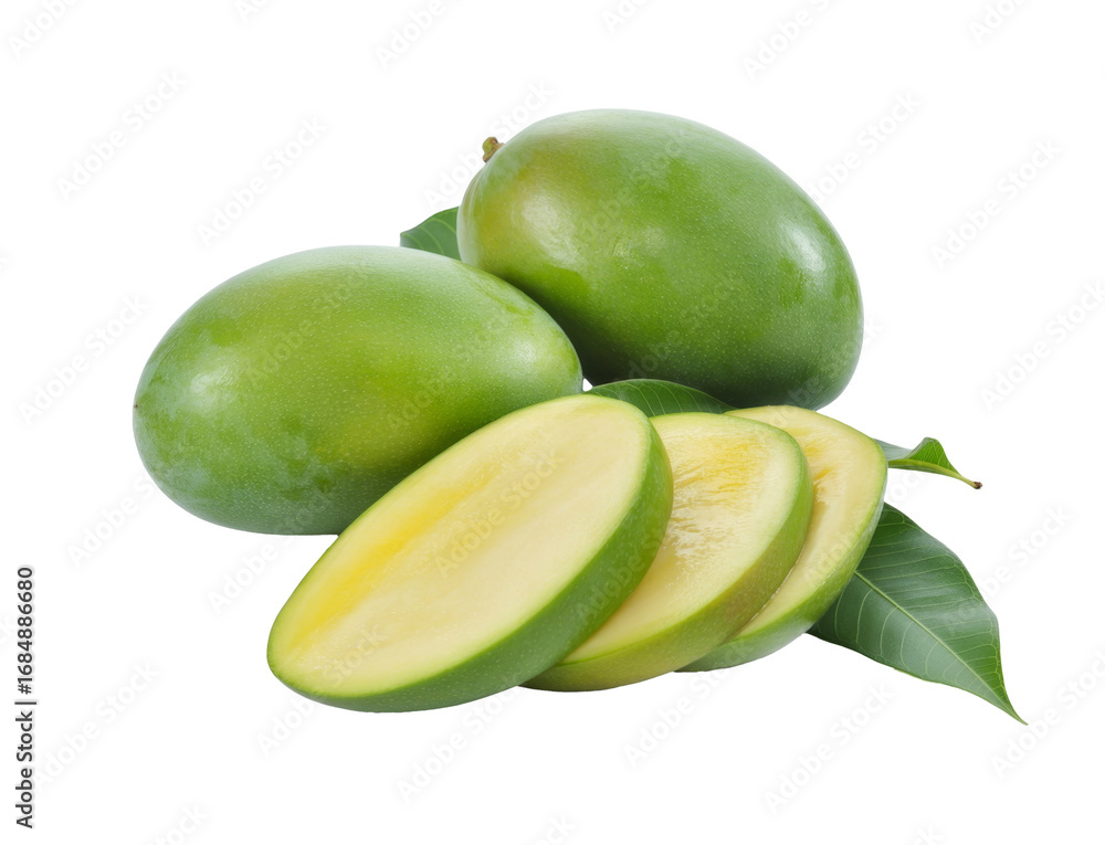 custom made wallpaper toronto digitalfresh green mangoes and slices on white background