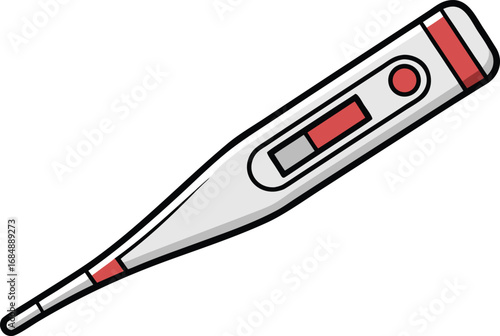 Medical thermometer illustration design. Temperature measuring thermometer artwork. Laboratory thermometer concept illustration. Healthcare thermometer design drawing. Clinical thermometer science art