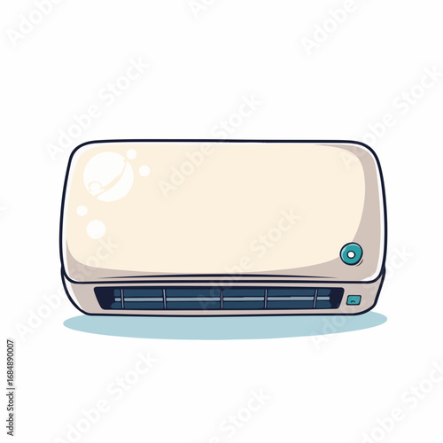 Clean air conditioner unit on white background for home use. Air conditioner provides comfort, ensuring temperature control, climate control and air purification,