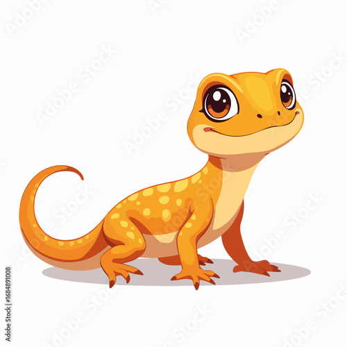 Adorable leopard gecko lizard illustration, cute reptile with orange skin and spots.  This charming gecko is perfect for children's books, pet websites,