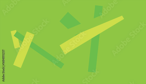Abstract geometric shapes in varying shades of green and yellow.