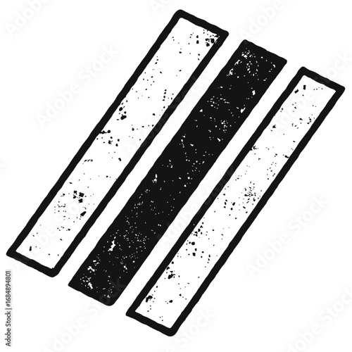 Hand-Drawn Grunge Vector with Three Parallel Bars. A modern, abstract, and distressed design element perfect for logos, icons, and creative graphics.