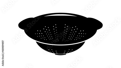 Quart Colander  symbol, black isolated silhouette