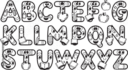 Cartoon Alphabet Letters for Kids Education EPS Vector