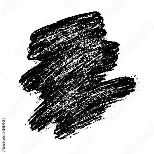 Abstract Black Crayon Scribble - Hand-Drawn Vector Brush Stroke with Textured Hatching