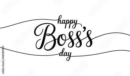 Boss’s Day greeting design with stylish cursive typography, decorative flourishes, and minimalist layout on white background