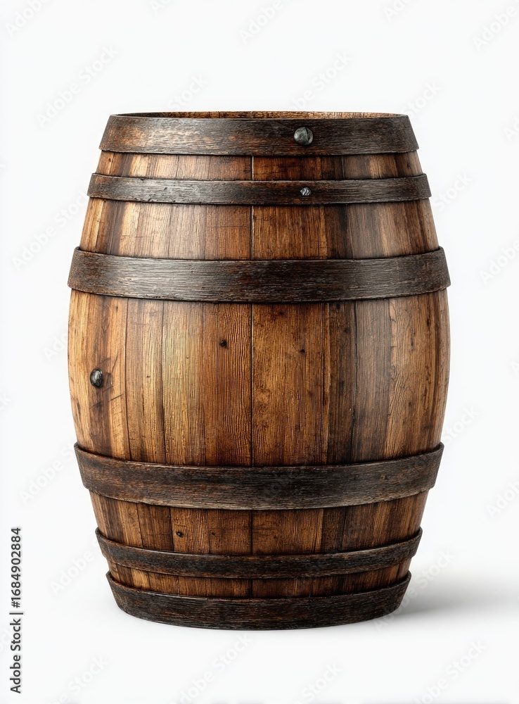 Fototapeta premium Wooden barrel, front view