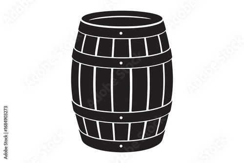 Icono negro de barril en fondo blanco.