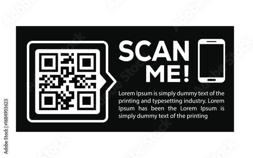 QR code scan icon set. Scan me frame. QR code scan for smartphone. QR code for mobile app, payment and identification. Vector illustration.