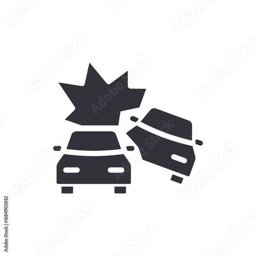 Stylized Vehicle Collision Depiction With Abstract Crash Explosion Effect On Transparent Layout