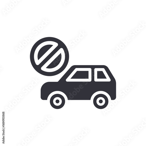 Prohibition Of Car Use Vehicle Restriction Symbol With Striking Circular Symbol