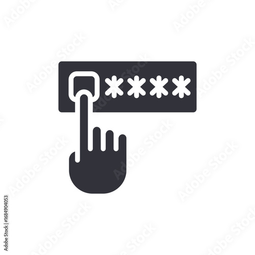 Interactive Security Interface Entering Digital Password With Finger Touch Icon