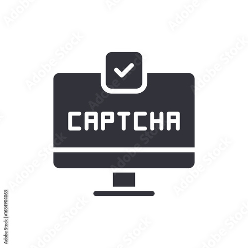 Completed Captcha Authentication Symbol On Modern Monitor For Security Verification
