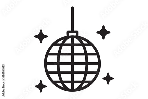 Glittering Disco Ball Icon on Checkerboard on white Background
