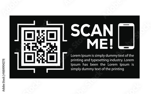 QR code scan icon set. Scan me frame. QR code scan for smartphone. QR code for mobile app, payment and identification. Vector illustration.
