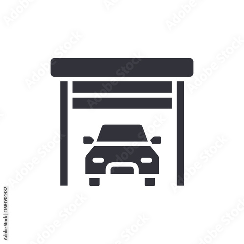 Silhouette Of Automobile Parked Comfortably Within A Private Storage Area Depicting Shelter And