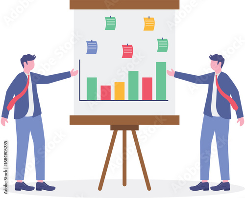 business presentation with chart and two men clip art preview