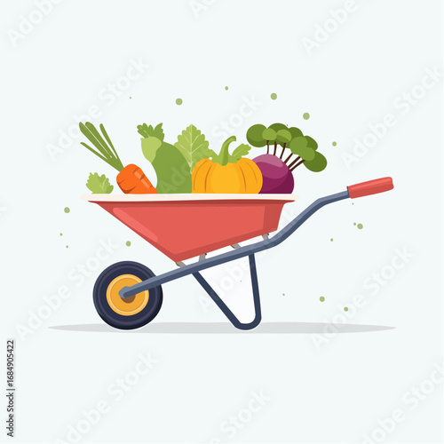 Illustration plate stylisée de récolte de saison