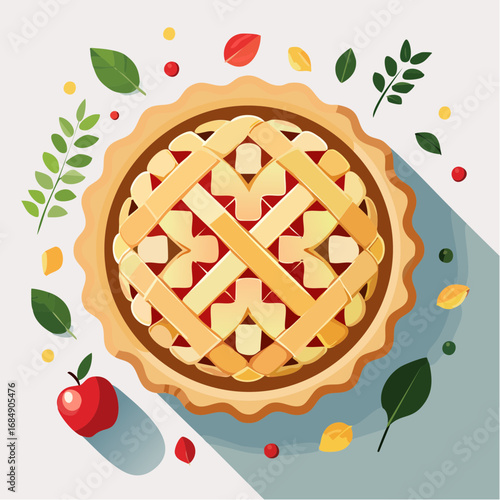 Icône vectorielle minimaliste d’une tarte aux pommes