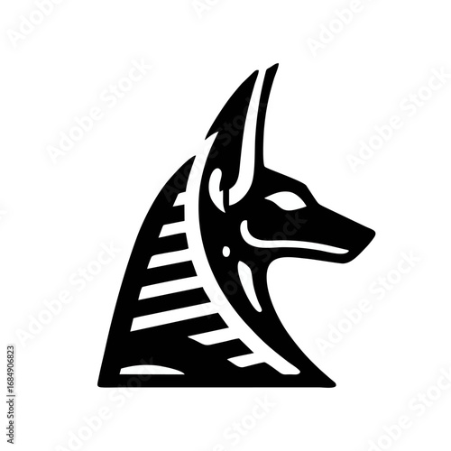Anubis Ancient Egyptian God Head Icon Black Silhouette Stylized Symbol