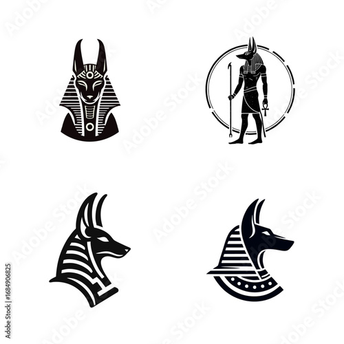 Anubis Ancient Egyptian God Logo and Icon Collection