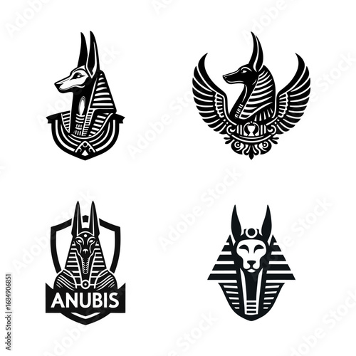 Anubis Egyptian God Jackal Head Logos and Icons Collection