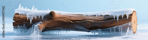 "Winter's Embrace: Icy Tree Branch in Snowy Landscape"