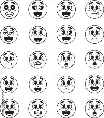 Different facial expression vector design silhouette