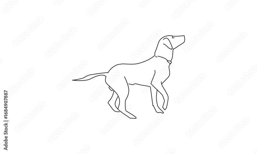 Fototapeta premium Dog in Motion Line Drawing – Minimalist Pet Outline Sketch in Dynamic Pose