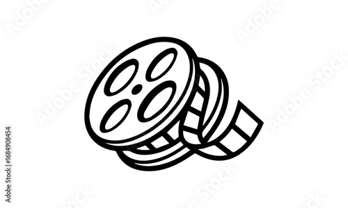 Film Reel Icon – Minimalist Line Art for Cinema and Filmmaking