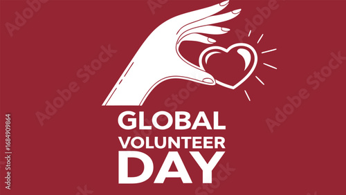 Global volunteer day with hand holding heart symbol
