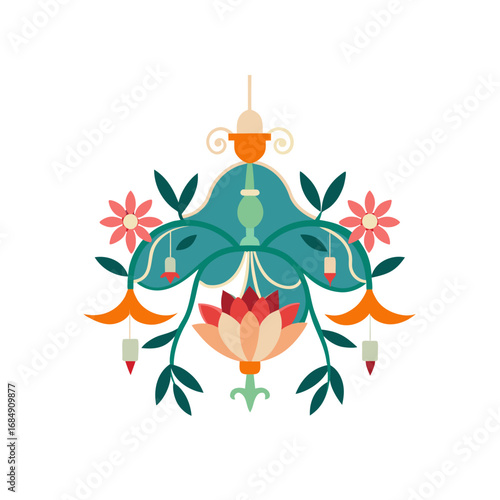 a floral chandelier hanging gracefully within a de