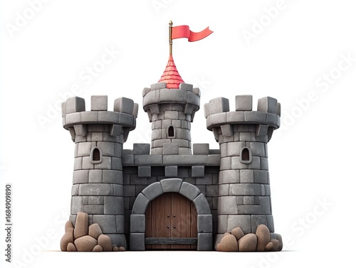 Cartoon castle with red flag (1)