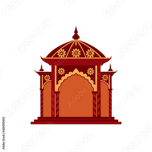 an intricately carved wooden mandap with a delicat