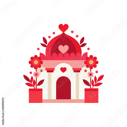 a structure designed to celebrate love  bursting w