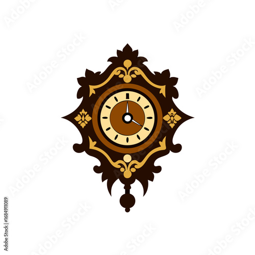 detailed wooden wall clock with elegant cutouts  o