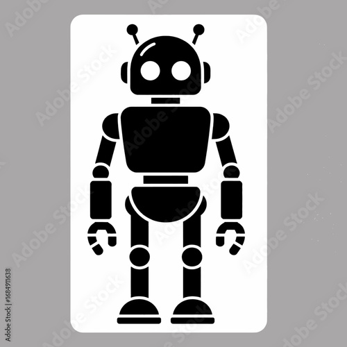 Minimalist Robot Silhouette on Modern White Background
