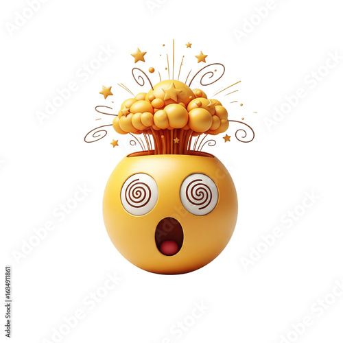 Mind Blown Emoji – Spiral Eyes with Explosive Headburst of Shock and Amazement