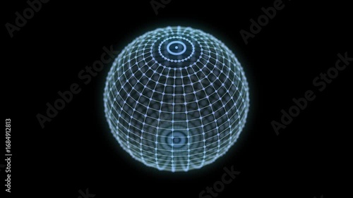 Futuristic blue sphere of particles and lines. Network connection big data. Abstract technology background. 3d rendering.