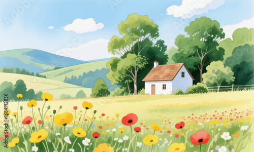 Serene Countryside Cottage in Wildflower Meadow