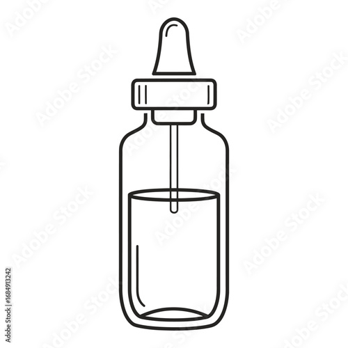 Glass dropper bottle with liquid inside medical