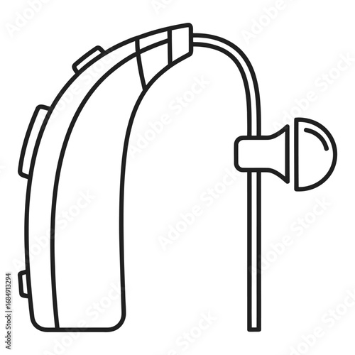 Hearing aid device with earbud and tube vector