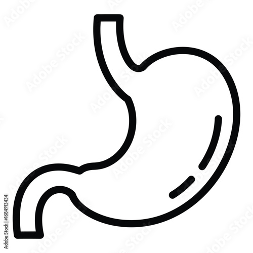 Human stomach organ outline black and white anatomy medical