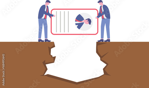 HR team building bridge with candidate profiles connecting talent bridging gaps strategic hiring collaborative recruitment

