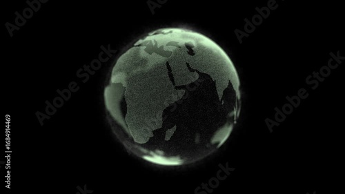 Virtual planet Earth with particles and lines. Network connection big data. Abstract technology green background. 3D rendering.